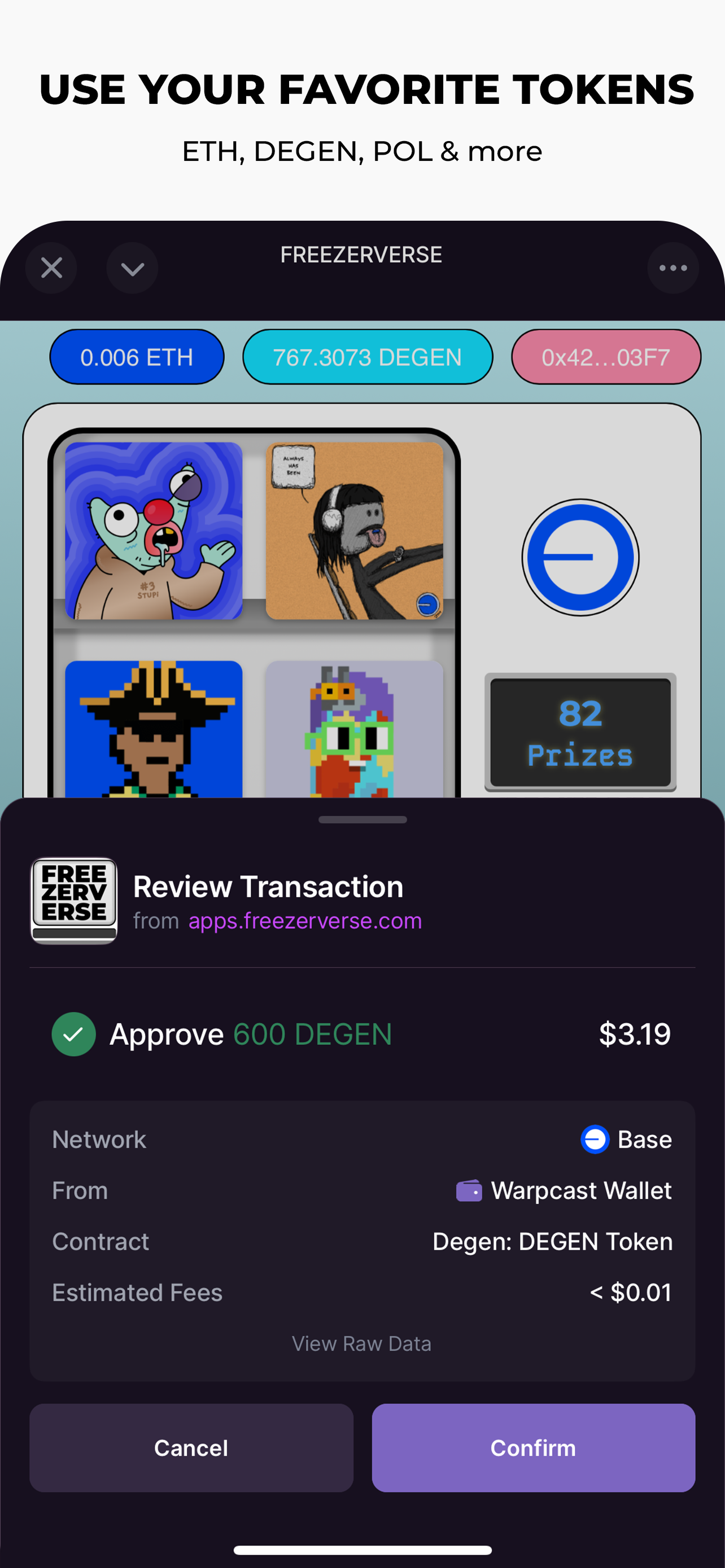 FREEZERVERSE - NFT Machine - Farcaster Mini Apps screenshot